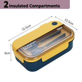 Kuber Industries Insulated Lunch Box for Kids & Adults|Premium Food-Grade PP Plastic|Leakproof & Spill Proof|Dishwasher & Microwave Safe Lunch Box|1000 ML|HX0043128|Yellow & Blue (Pack of 6)